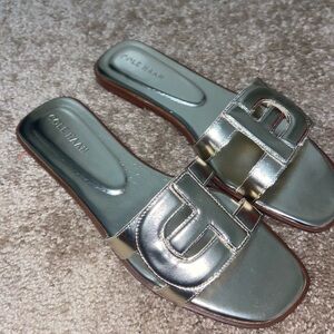 New Cole Haan Women's Metallic Slide Sandals